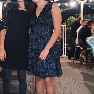 Teuta Matoshi Style Sleeveless Polka Dot Dress Dark Blue Size 6